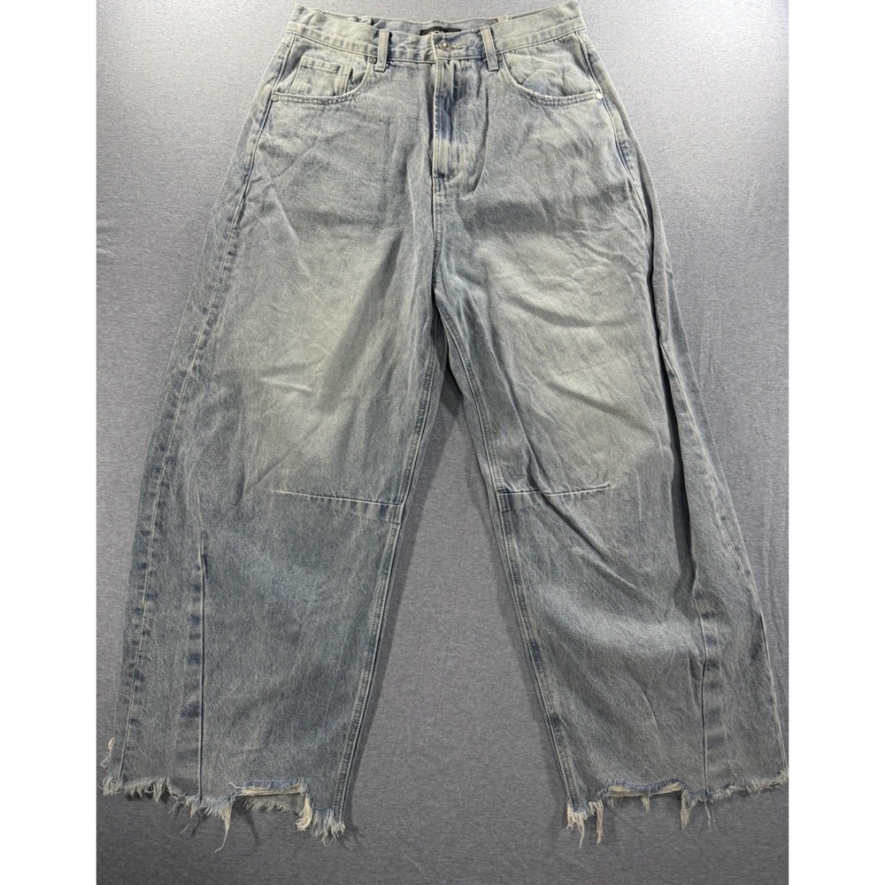 Cropped Wide-Leg Ankle Jeans in Faded Light Blue